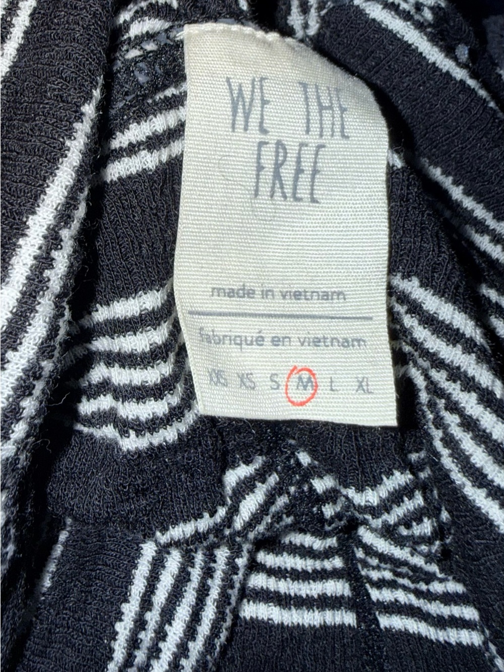 We The Free Black & White Lace-Up Striped V-Neck Top - Picture 4 of 5